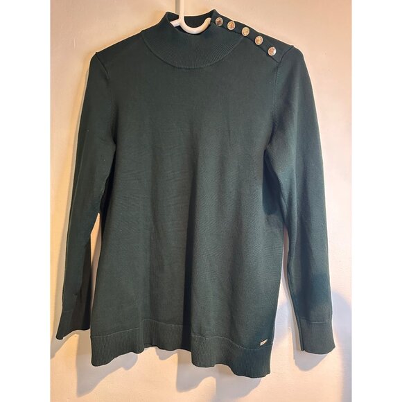 Calvin Klein Women’s M Green Turtleneck Pullover Sweater Preppy Academia Y2K VTG - Picture 1 of 8